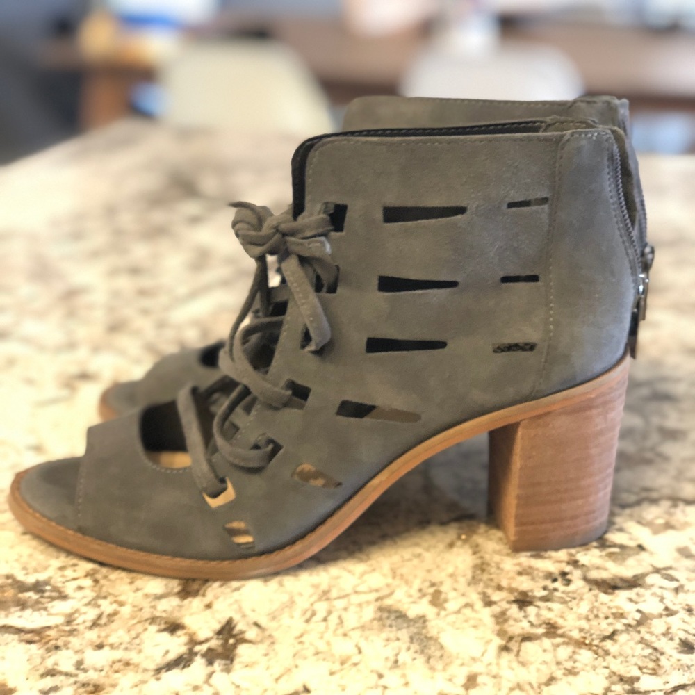 Vince Camuto leather lace up booties - grey